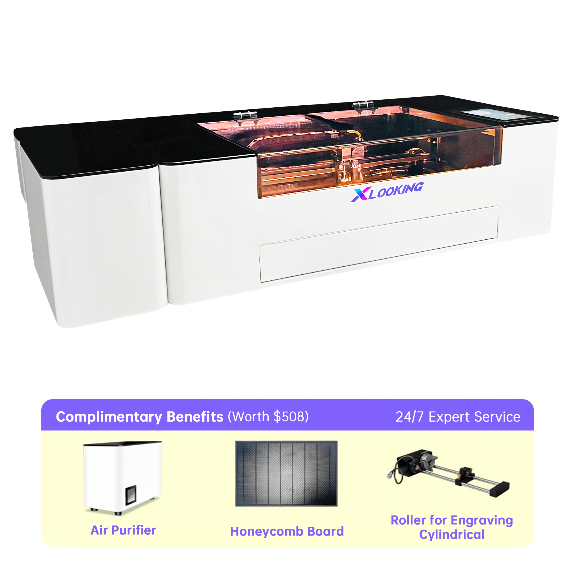 Xlooking C1 CO₂ carbon oxide desktop 55W high power laser engraving cutting marking machine !